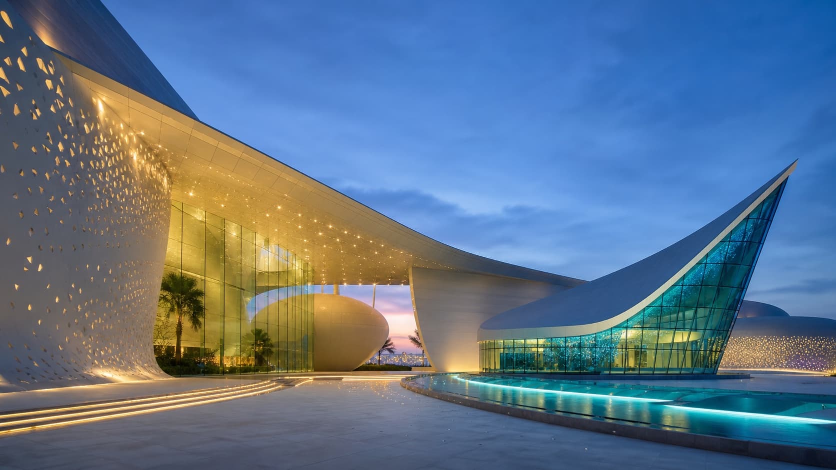 AI-generated modern museum campus inspired by Sheikh Abdullah Al Salem Cultural Centre